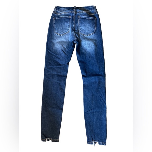 Kancan Distressed Dark Denim Midrise Stretch Jeans, Size 7/27, Grunge, Destroyed - Picture 6 of 11